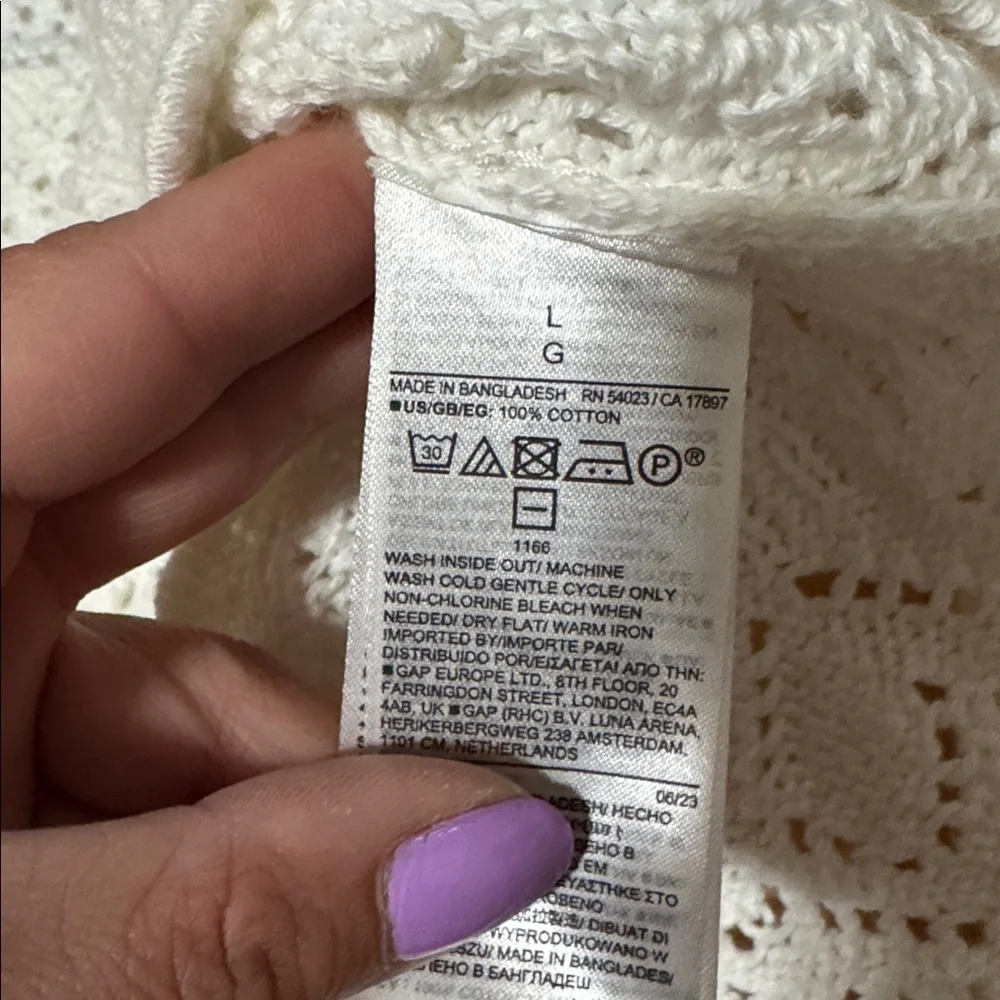 Gap crochet white top | 100% cotton sweater top - Picture 4 of 6
